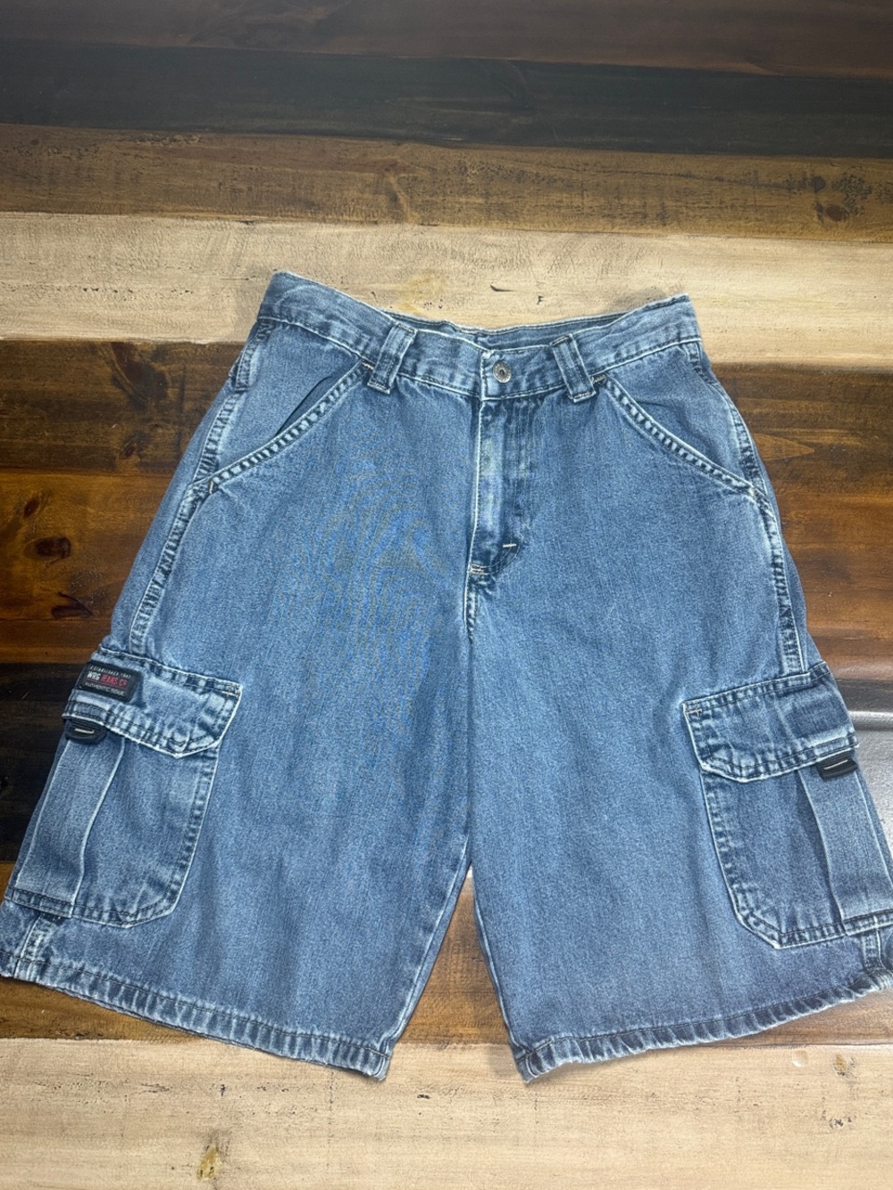 Wrangler Jean Co Boys Blue Denim Cargo Shorts - Casual Utility Style